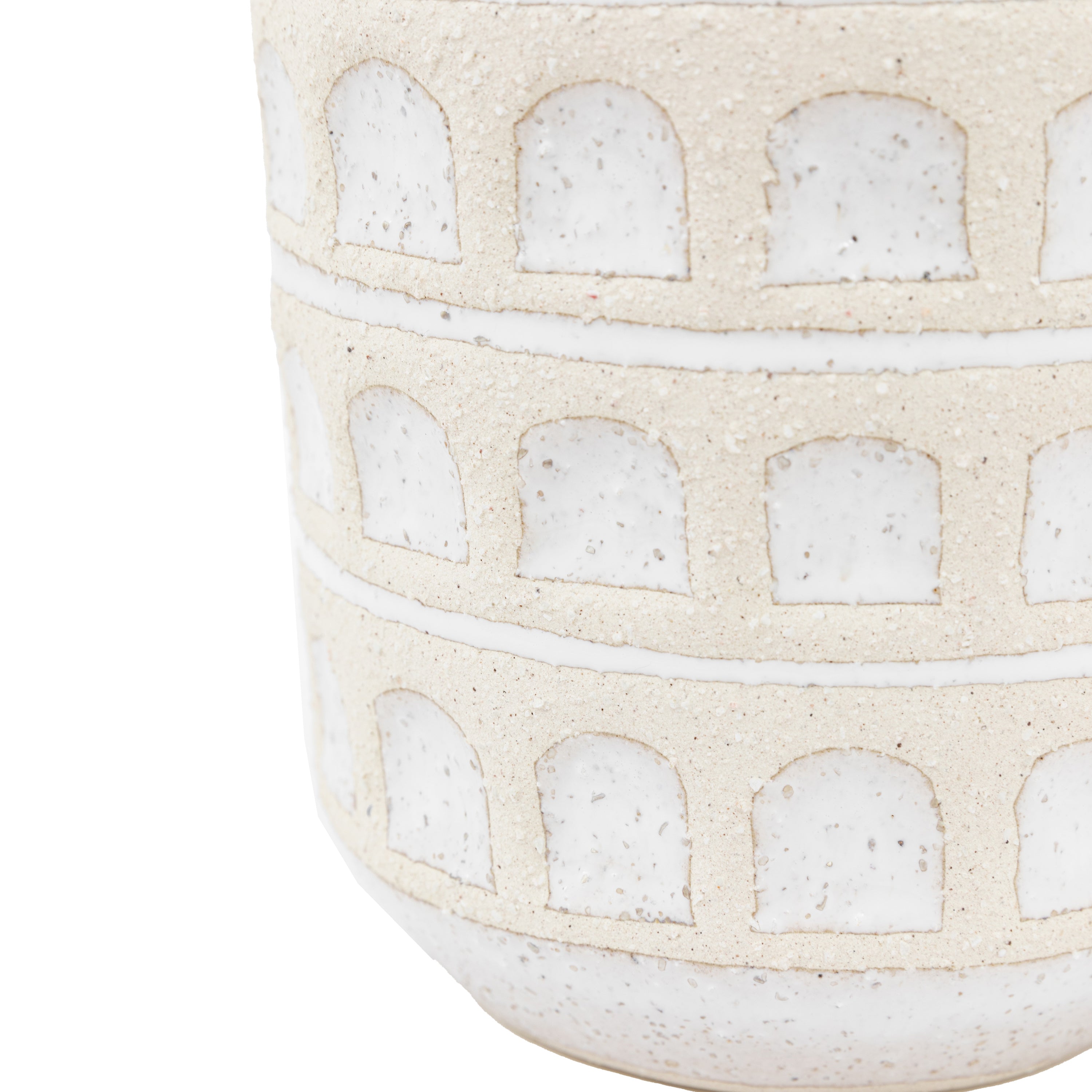 Azalea Glazed White Graphic Ceramic Vase